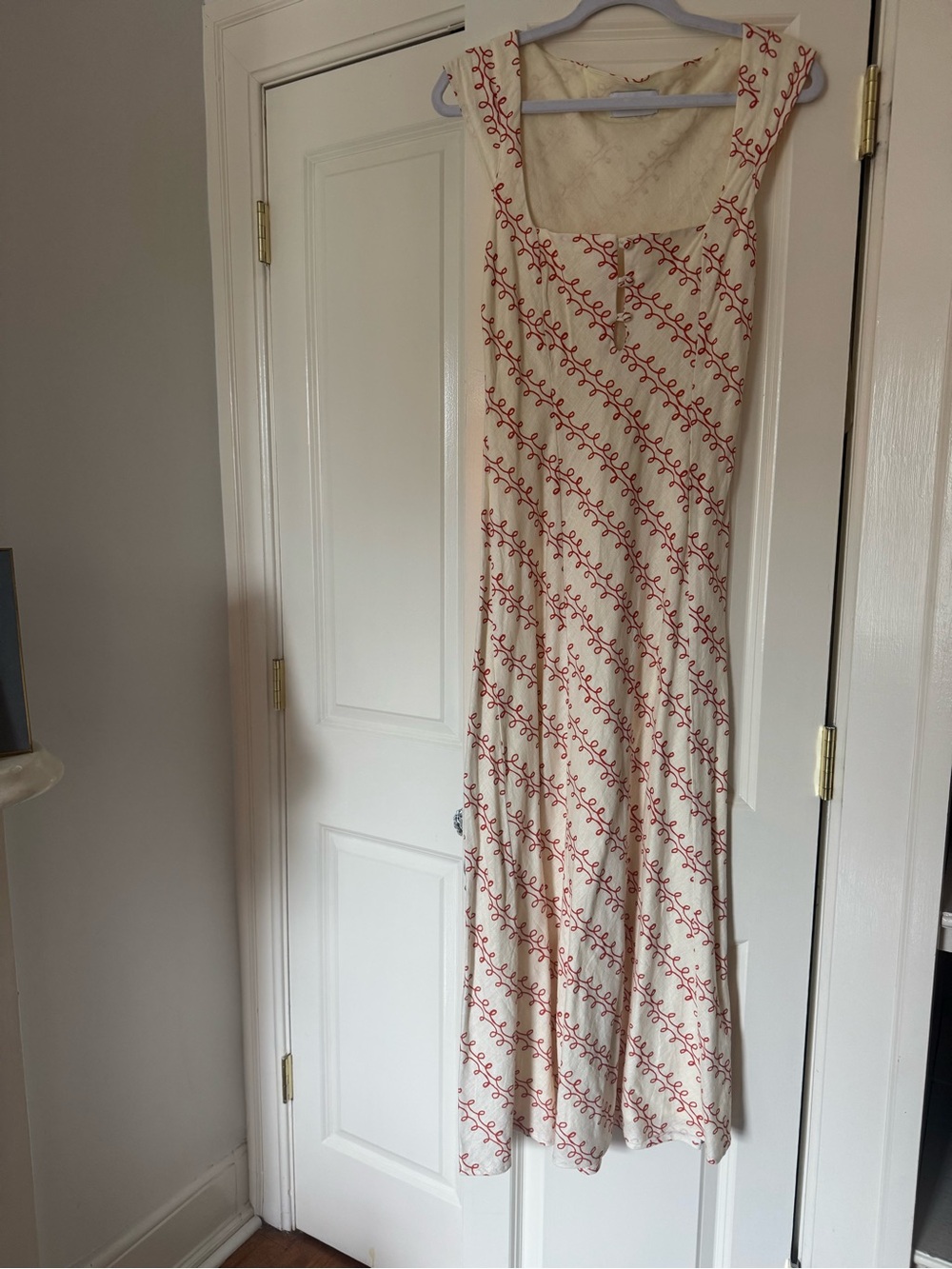 Princess Polly Cream Midi Dress with Red Graphic Print